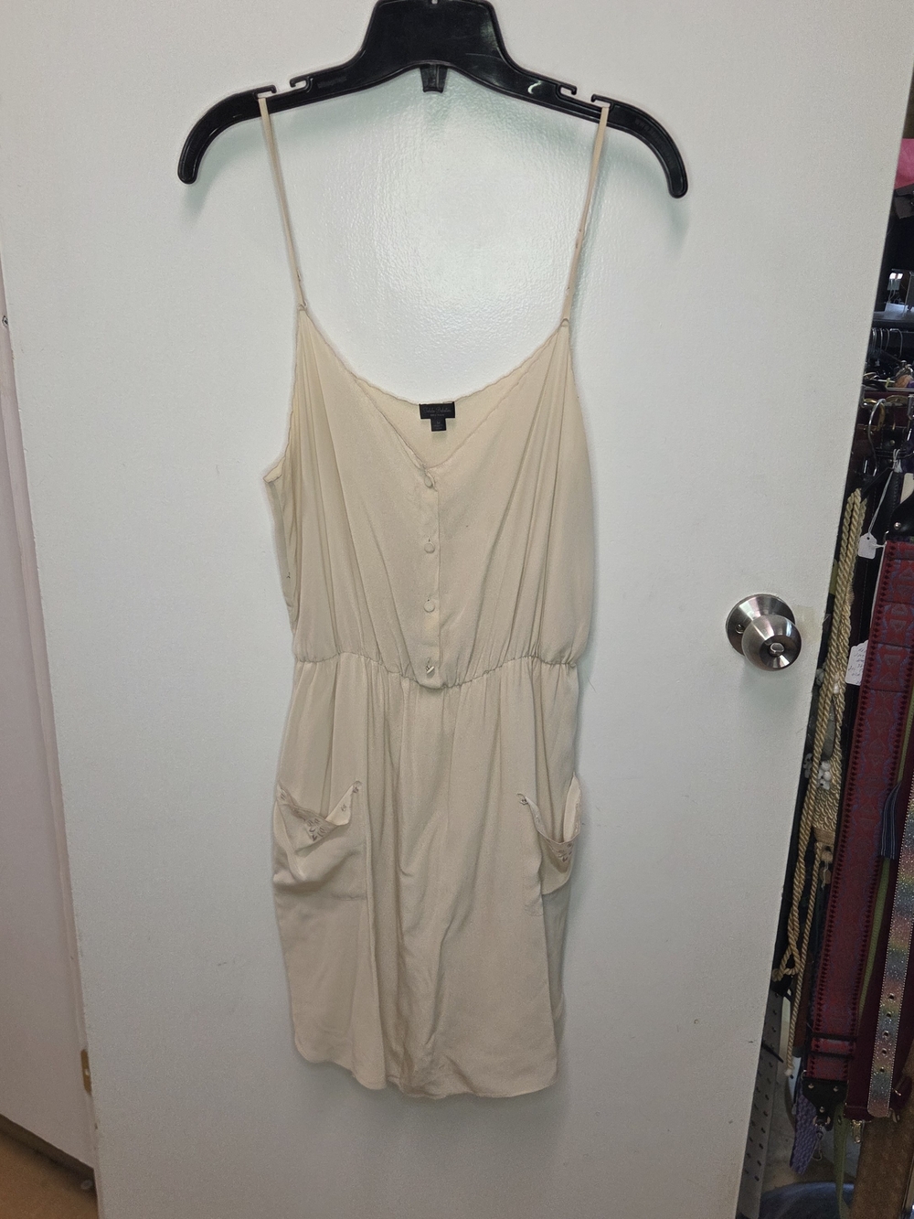 Aritzia Talula Babaton 100% Silk Button Front Mini Dress W/Pockets Cream Size M